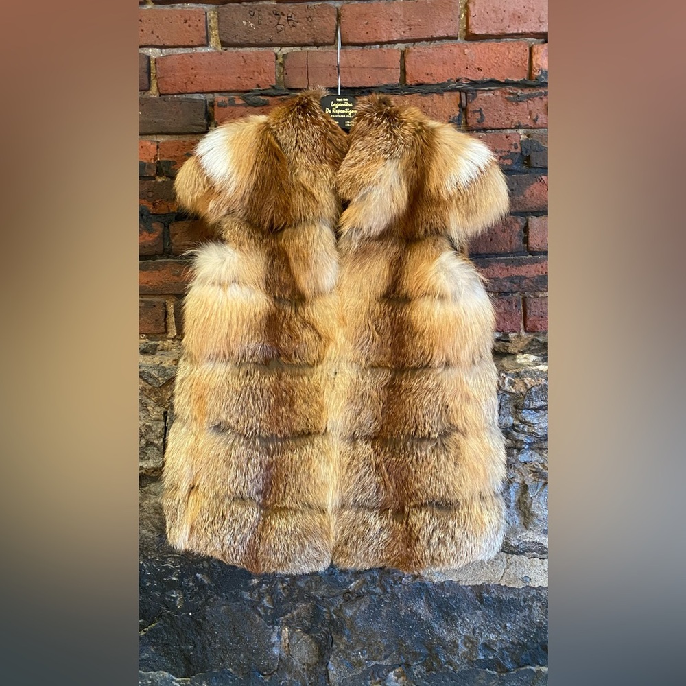 Brand new red fox fur vest size small